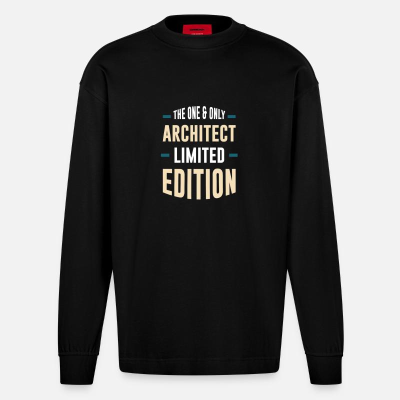 Unique Architect Édition Limitée - Manches longues bio épais oversize fabriqué en UE - SOLID BLACK