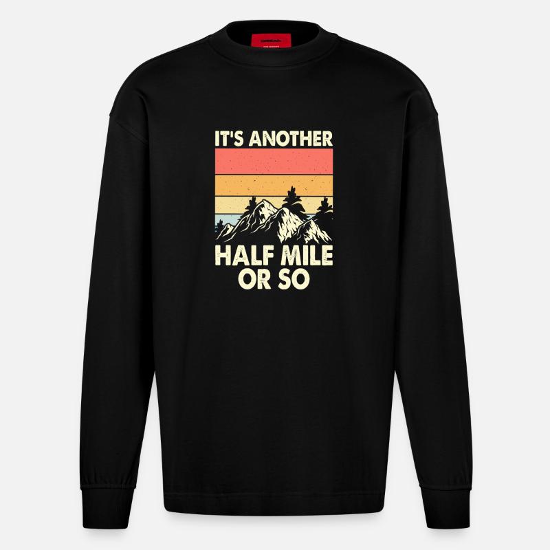 Wandern Wanderer Bergsteiger Geschenk - Heavyweight Oversized Organic Langarmshirt Made in EU - SOLID BLACK