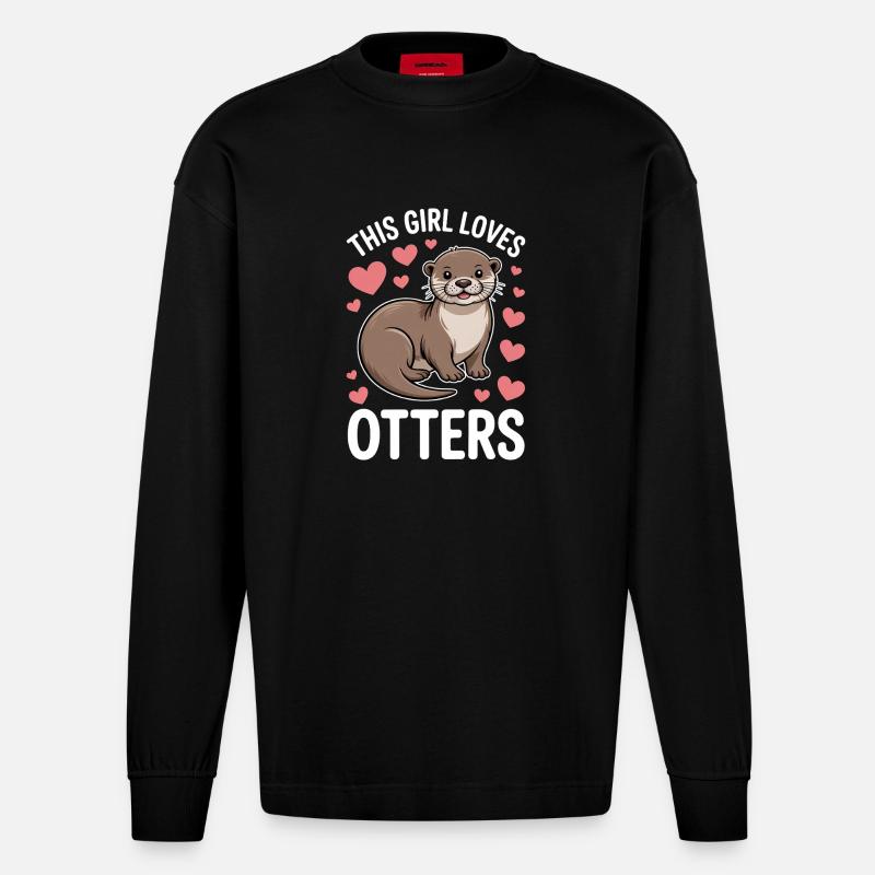 Otter Spruch Mädchen Lustiges Otter Geschenk - Heavyweight Oversized Organic Langarmshirt Made in EU - SOLID BLACK