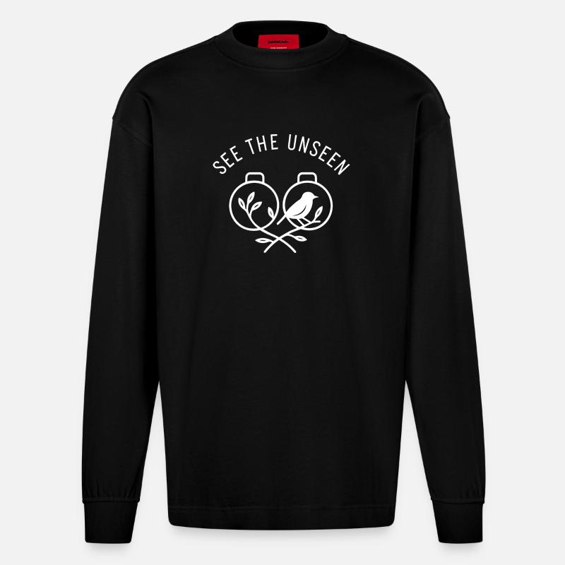 Sieh das Unsichtbare - Heavyweight Oversized Organic Langarmshirt Made in EU - SOLID BLACK