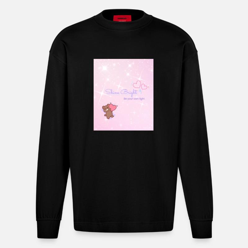 Shine Bright – Be Your Own Light - Heavyweight Oversized Organic Langarmshirt Made in EU - SOLID BLACK