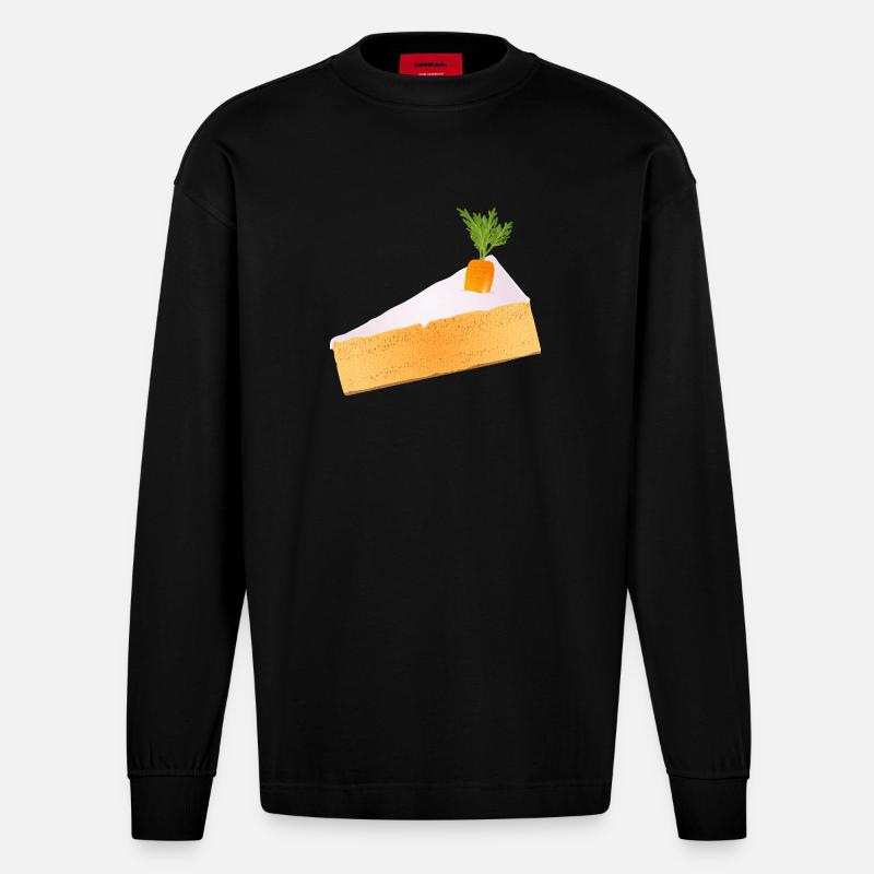 Saftiger Karottenkuchen mit witziger Deko - Heavyweight Oversized Organic Langarmshirt Made in EU - SOLID BLACK