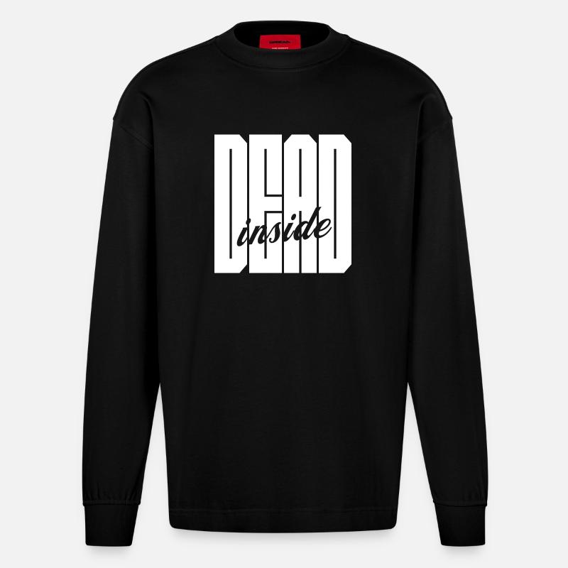 Dead Inside fettes Logo - Heavyweight Oversized Organic Langarmshirt Made in EU - SOLID BLACK