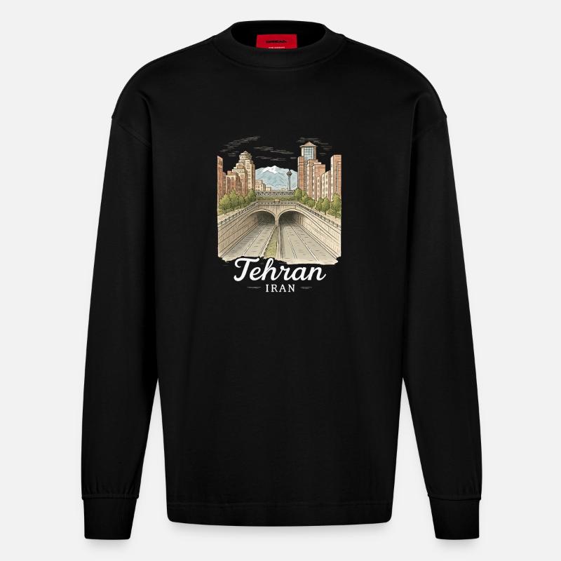Teheran Iran - Heavyweight Oversized Organic Langarmshirt Made in EU - SOLID BLACK