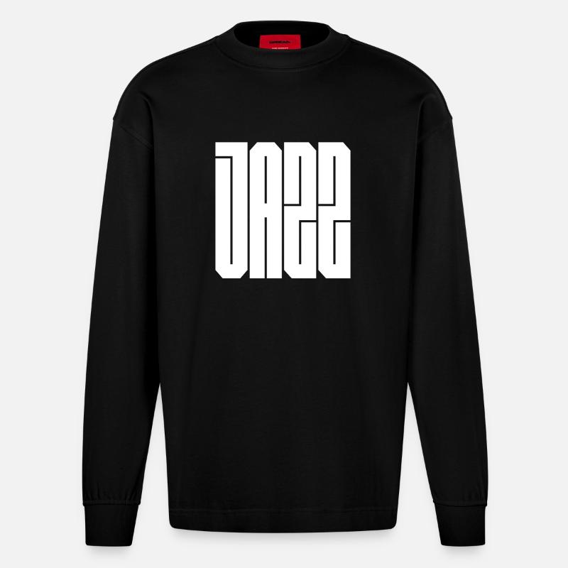 Typographie du bloc jazz - Manches longues bio épais oversize fabriqué en UE - SOLID BLACK