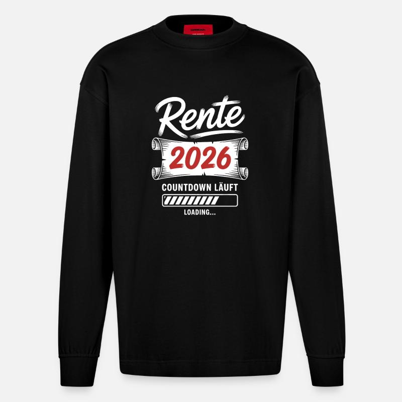 Rente 2026 Countdown läuft - Heavyweight Oversized Organic Langarmshirt Made in EU - SOLID BLACK