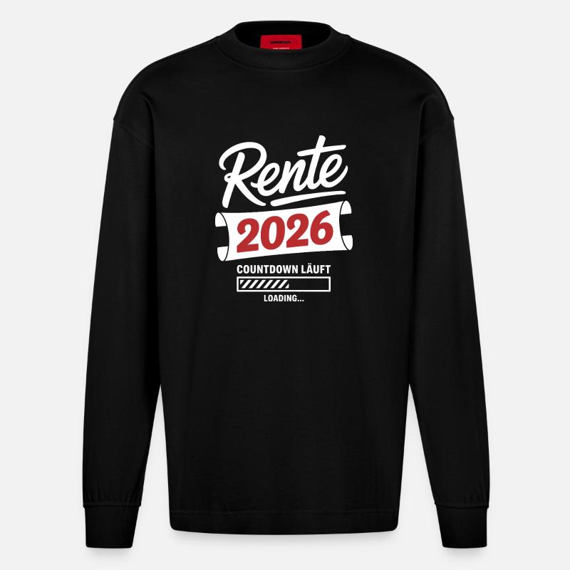 Rente 2026 Countdown Läuft - Heavyweight Oversized Organic Langarmshirt Made in EU - SOLID BLACK