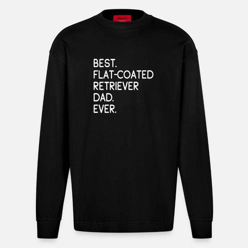 Flat-Coated Retriever - Heavyweight Oversized Organic Langarmshirt Made in EU - SOLID BLACK