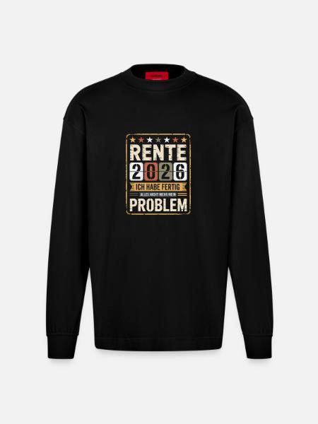 Pension 2026 I'm done - Heavyweight Oversized Organic Longsleeve Shirt Made in EU - SOLID BLACK