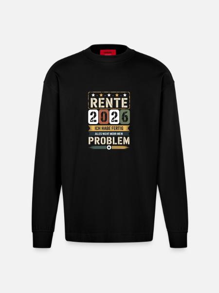 Pension 2026 I'm done - Heavyweight Oversized Organic Longsleeve Shirt Made in EU - SOLID BLACK