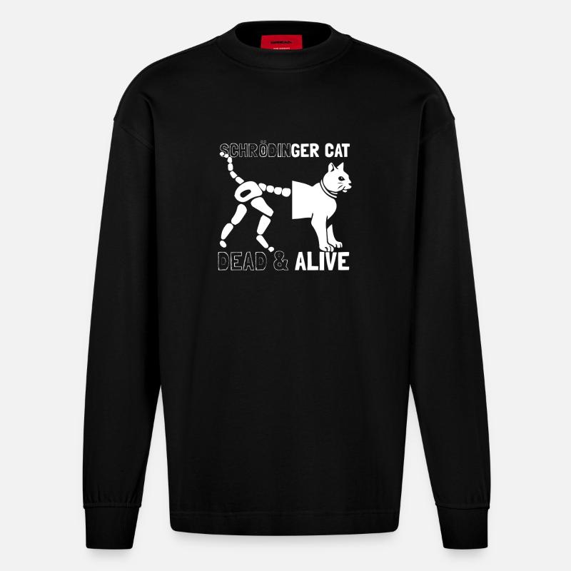 Le chat de Schrödinger - Manches longues bio épais oversize fabriqué en UE - SOLID BLACK