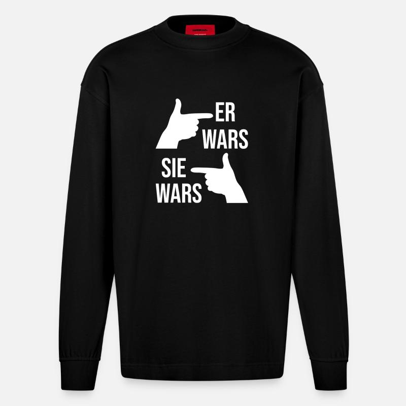Er wars sie wars - Heavyweight Oversized Organic Langarmshirt Made in EU - SOLID BLACK