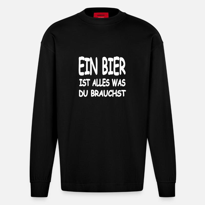 Bier - Heavyweight Oversized Organic Langarmshirt Made in EU - SOLID BLACK