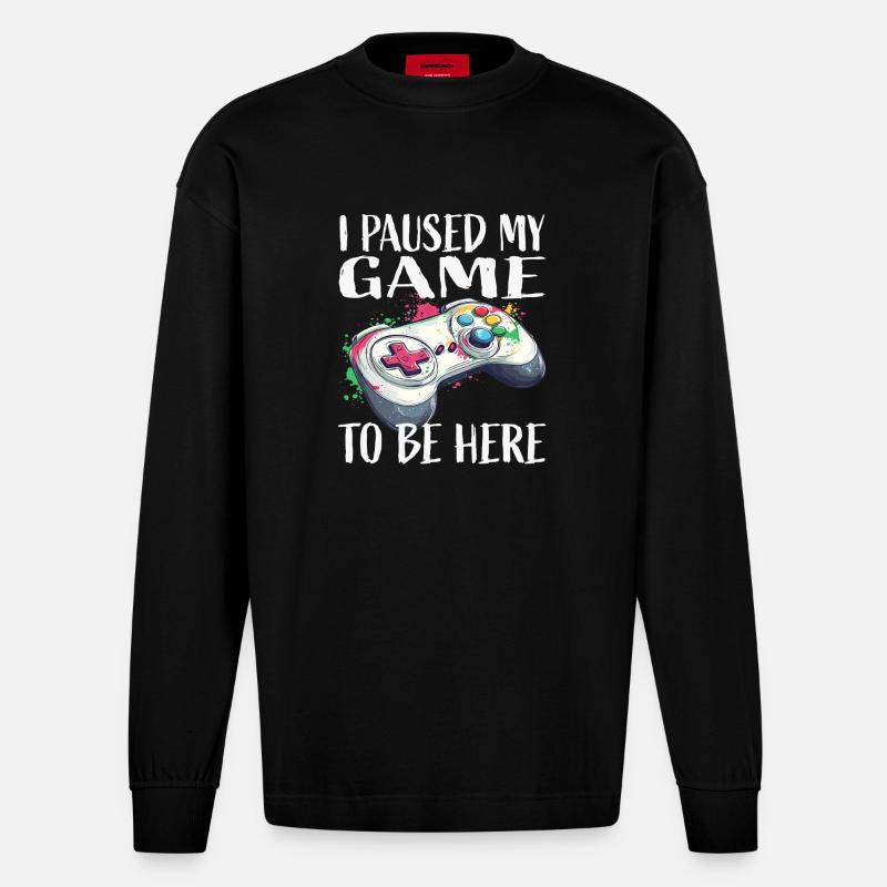 Ich pausierte mein Spiel Controller - Heavyweight Oversized Organic Langarmshirt Made in EU - SOLID BLACK