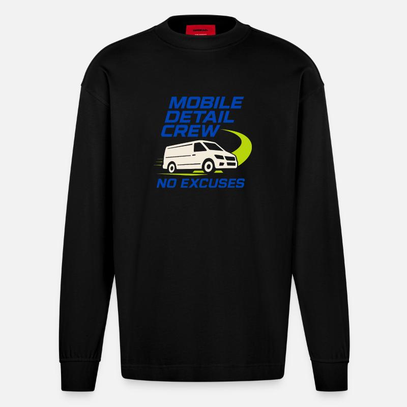 Auto Detailer Buffer Pro Paint - Heavyweight Oversized Organic Langarmshirt Made in EU - SOLID BLACK