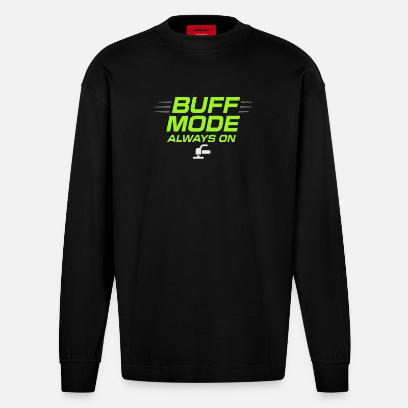 Auto Detailer Buffer Pro Paint - Heavyweight Oversized Organic Langarmshirt Made in EU - SOLID BLACK
