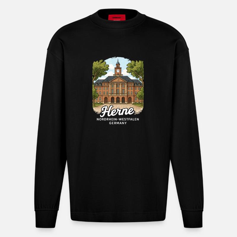 Herne - Heavyweight Oversized Organic Langarmshirt Made in EU - SOLID BLACK