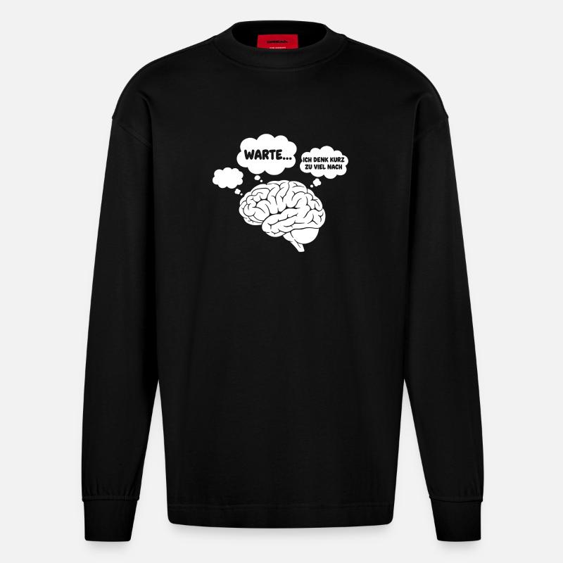 Brain Thoughts Comic - Manches longues bio épais oversize fabriqué en UE - SOLID BLACK