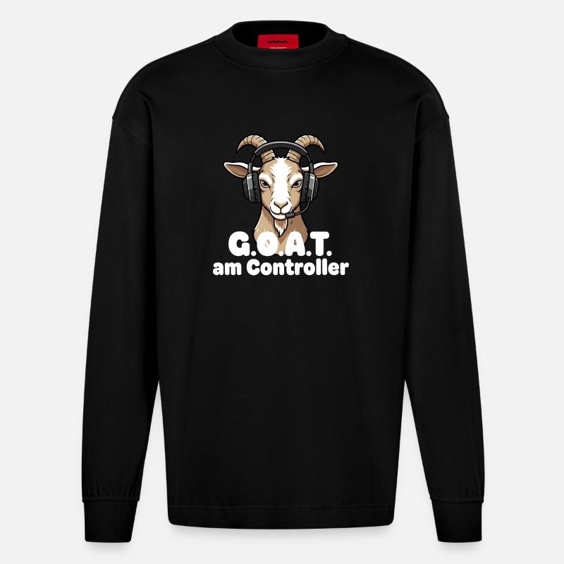 GOAT am Controller - Heavyweight Oversized Organic Langarmshirt Made in EU - SOLID BLACK
