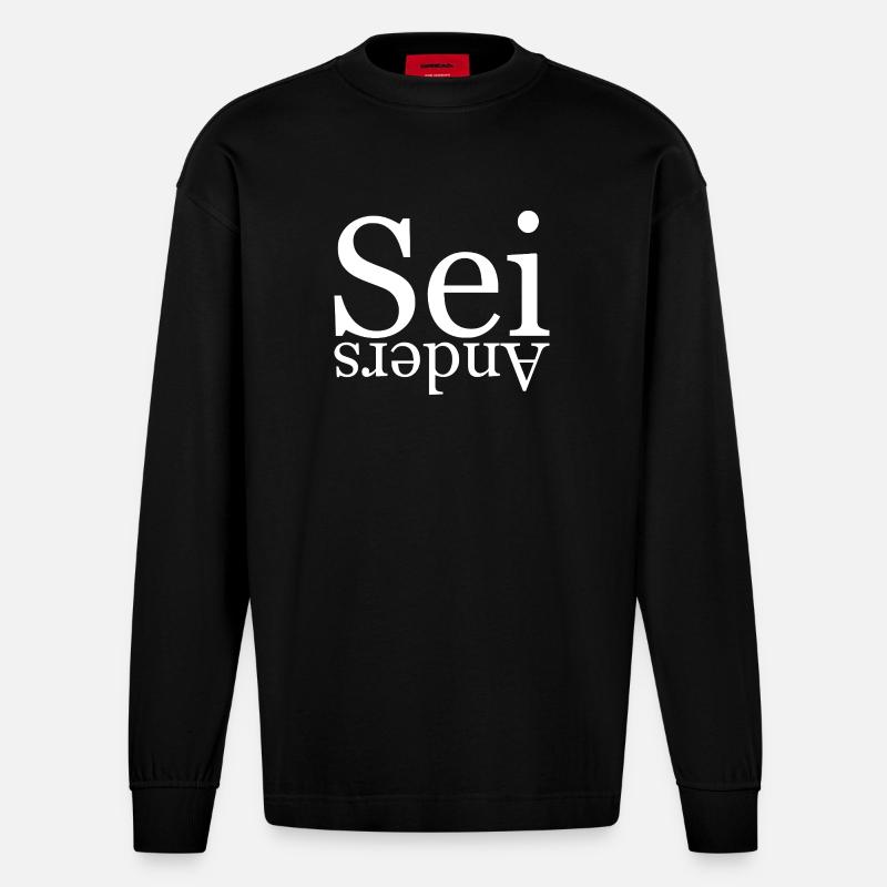 Sei anders - Heavyweight Oversized Organic Langarmshirt Made in EU - SOLID BLACK