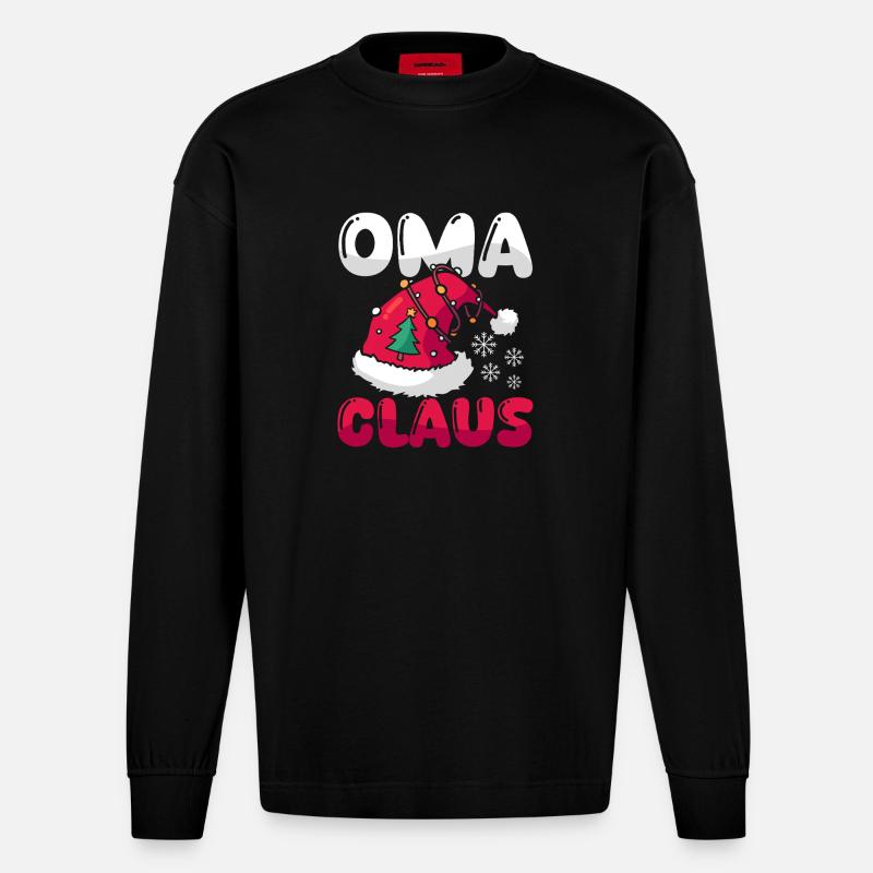 Noël Mère Mère Noël - Manches longues bio épais oversize fabriqué en UE - SOLID BLACK