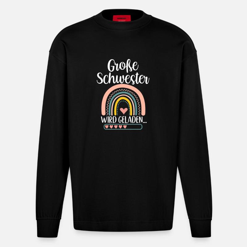 Große Schwester Wird Geladen Rainbow - Heavyweight Oversized Organic Langarmshirt Made in EU - SOLID BLACK