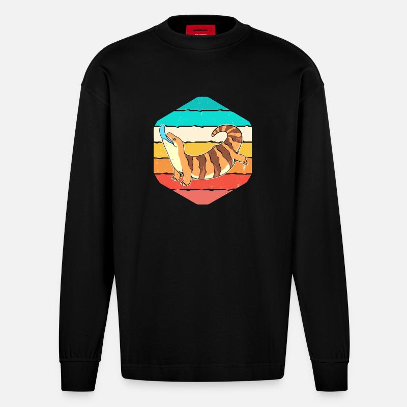 Eidechse - Heavyweight Oversized Organic Langarmshirt Made in EU - SOLID BLACK