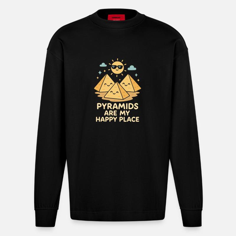 Pharaoh Archaeology in Ancient Egypt - Heavyweight Oversized Organic Longsleeve Shirt Made in EU - SOLID BLACK