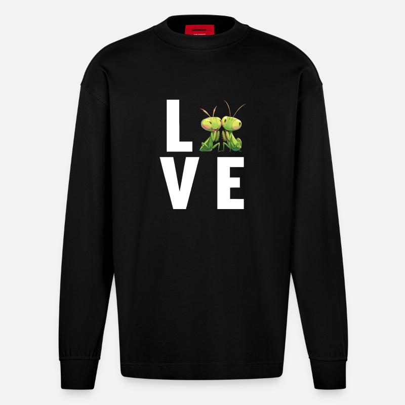 Gottesanbeterinnen Gottesanbeterin - Heavyweight Oversized Organic Langarmshirt Made in EU - SOLID BLACK
