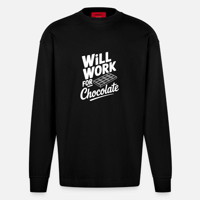 Ça marchera pour le chocolat - Manches longues bio épais oversize fabriqué en UE - SOLID BLACK