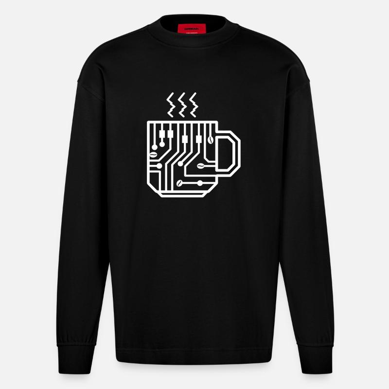 Circuit Mug Glyph Tech Brew - Heavyweight Oversized Organic Langarmshirt Made in EU - SOLID BLACK