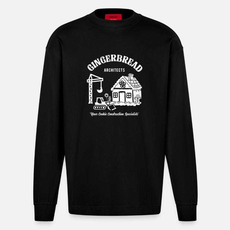  Gingerbread architects your cookie construction - Heavyweight Oversized Organic Langarmshirt Made in EU - SOLID BLACK