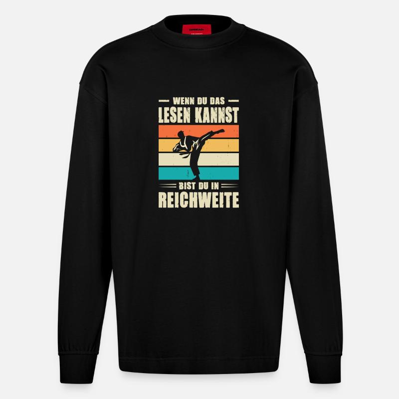 Karate Training Geschenke Karatetraining - Heavyweight Oversized Organic Langarmshirt Made in EU - SOLID BLACK