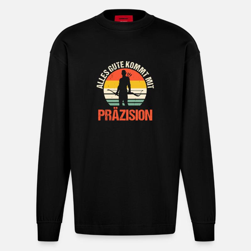 Bogenschütze Bogensport Bogenschießen - Heavyweight Oversized Organic Langarmshirt Made in EU - SOLID BLACK