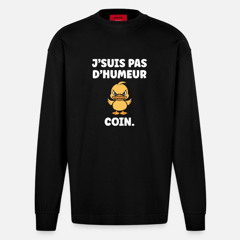 Grumpy Duck MÜNZ - Heavyweight Oversized Organic Langarmshirt Made in EU - SOLID BLACK
