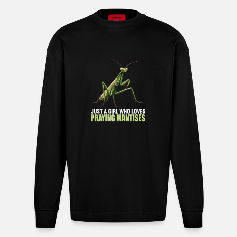 Gottesanbeterinnen Gottesanbeterin - Heavyweight Oversized Organic Langarmshirt Made in EU - SOLID BLACK