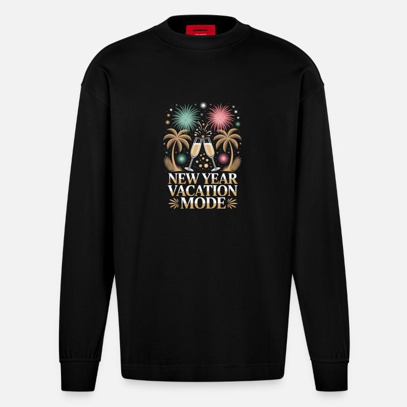 Neujahrsurlaubsmodus - Heavyweight Oversized Organic Langarmshirt Made in EU - SOLID BLACK
