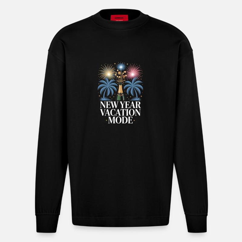 Neujahrsurlaubsmodus - Heavyweight Oversized Organic Langarmshirt Made in EU - SOLID BLACK