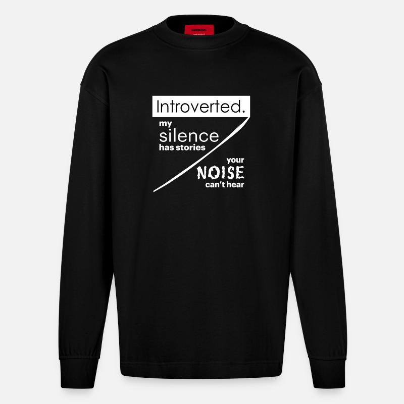 Introvertierte Zitate - Heavyweight Oversized Organic Langarmshirt Made in EU - SOLID BLACK