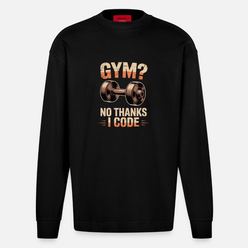 Witzige Grafik zum Thema Programmierung - Heavyweight Oversized Organic Langarmshirt Made in EU - SOLID BLACK