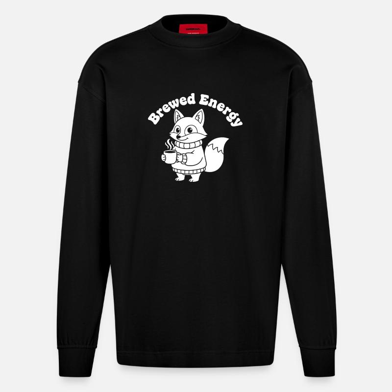 Modèle de pull Coffee Fox - Manches longues bio épais oversize fabriqué en UE - SOLID BLACK