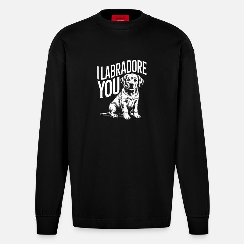 Ich Labrador Sie - Heavyweight Oversized Organic Langarmshirt Made in EU - SOLID BLACK