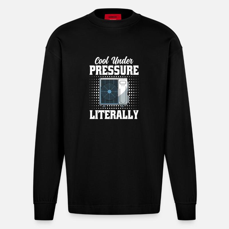 HVAC Techniker Spruch - Lüftung Profis Männer - Heavyweight Oversized Organic Langarmshirt Made in EU - SOLID BLACK