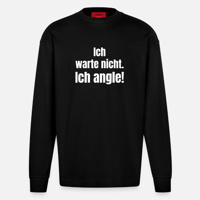 Ich angle Spruchblock - Heavyweight Oversized Organic Langarmshirt Made in EU - SOLID BLACK