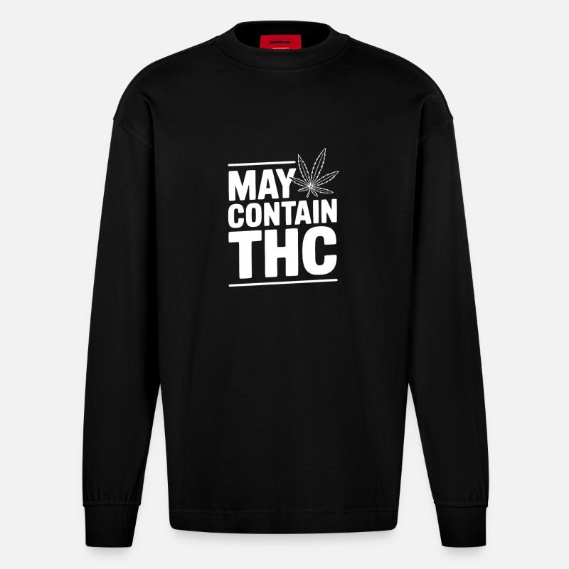 Kann THC enthalten - Heavyweight Oversized Organic Langarmshirt Made in EU - SOLID BLACK