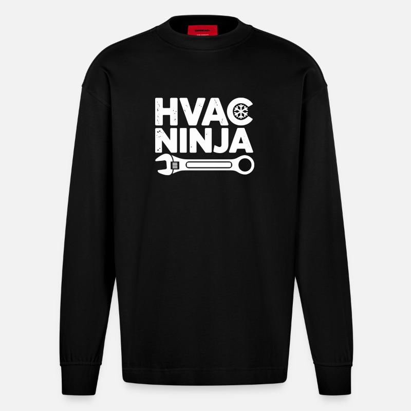 HVAC Ninja Techniker Reparatur Experte Design - Heavyweight Oversized Organic Langarmshirt Made in EU - SOLID BLACK