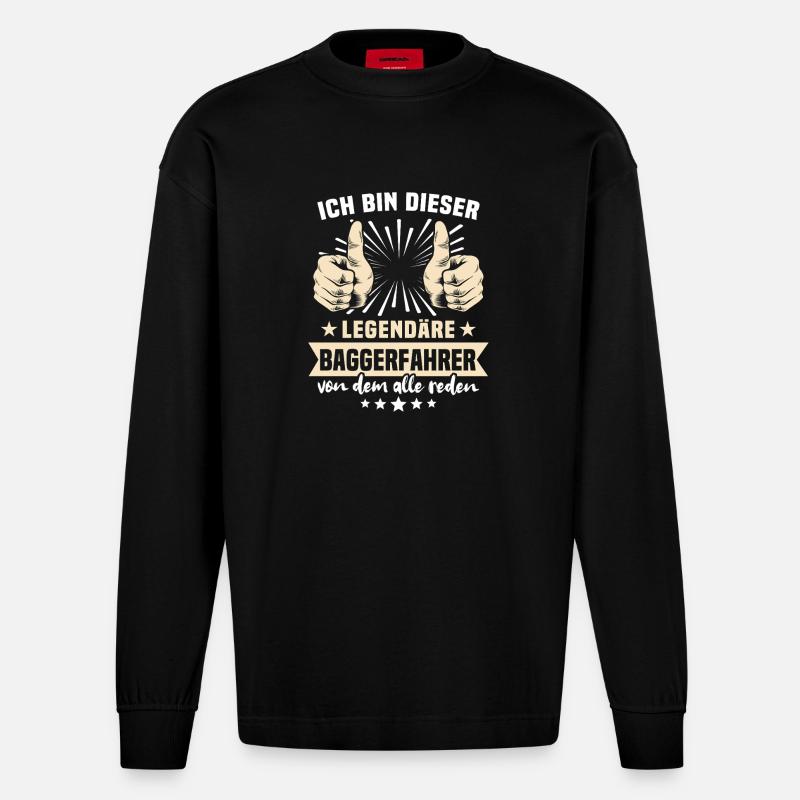 Baggerfahrer Legendärer Baggerfahrer - Heavyweight Oversized Organic Langarmshirt Made in EU - SOLID BLACK