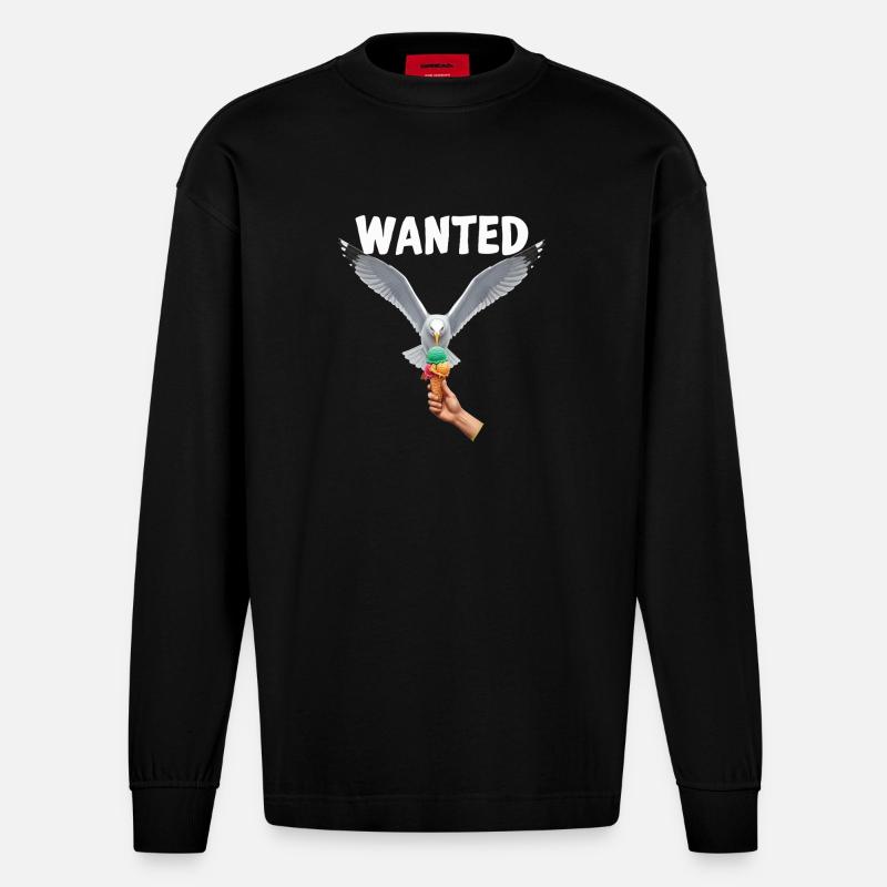 Gesucht Möwe Eiscreme Abenteuer - Manches longues bio épais oversize fabriqué en UE - SOLID BLACK