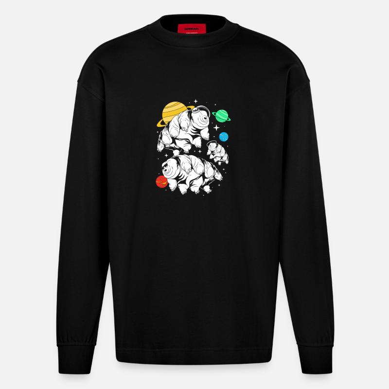 Tardigrade Tardigrade Tardigrade Water Bear - Heavyweight Oversized Organic Longsleeve Shirt Made in EU - SOLID BLACK