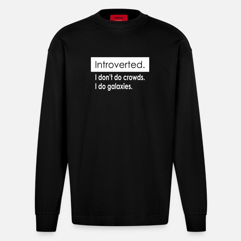 Introvertierte Zitate - Heavyweight Oversized Organic Langarmshirt Made in EU - SOLID BLACK